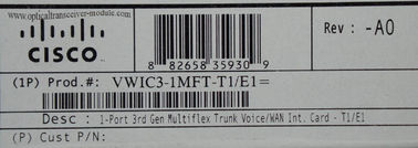 1 PORTO T1/E1 MULTIFLEX TRUNK Moduli Cisco Router Personalizza la scheda di interfaccia VWIC3-1MFT-T1E1 supporta l'applicazione di voce e dati sulla piattaforma Cisco ISR 2 serie 1900/2900/3900
