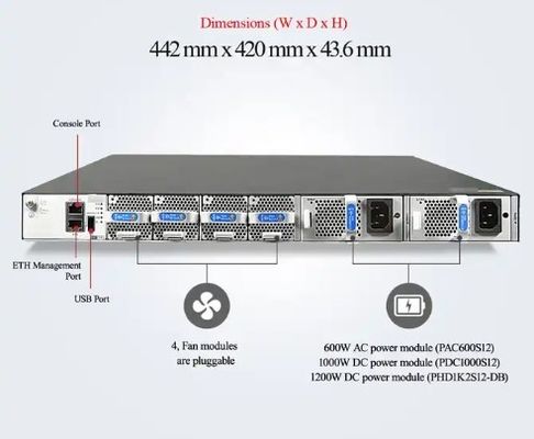 Switch CE6881-48S6CQ (48*10G SFP+, 6*100G QSFP28, 2*alimentatore CA, ingresso/uscita aria sul lato porta)