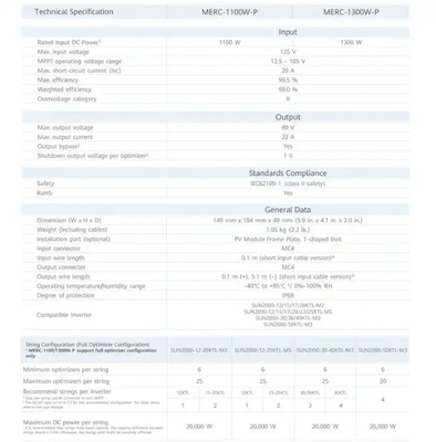 Merc-1100w-p Merc-1300w-p Huawei Optimizer per pannelli solari intelligenti Merc 1100w P Merc 1300w P Optimizer per energia solare 1100W 1300W Plc Industrial Control