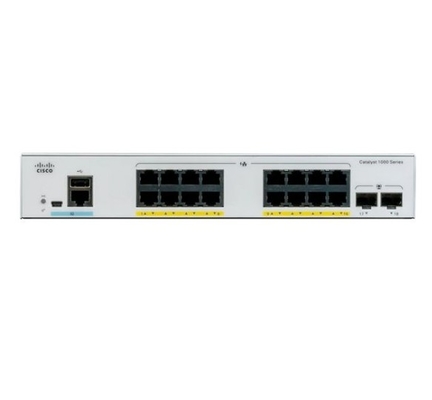 C1000-16P-2G-L Cisco Catalyst 1000 Switch 16x 10/100/1000 Ethernet Ports PoE+ 120W PoE Budget 2x 1G SFP Uplinks