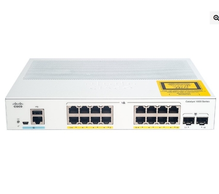 C1000-16P-2G-L Cisco Catalyst 1000 Switch 16x 10/100/1000 Ethernet Ports PoE+ 120W PoE Budget 2x 1G SFP Uplinks