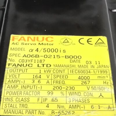 Servomotore CA FANUC A06B-0215-B000 | Azionamento CNC AiS4/5000 TPR a1000